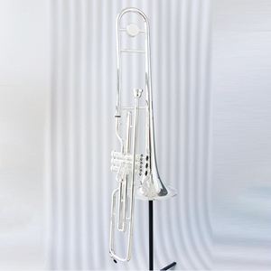 FOCUS FTB-450S <span class=keywords><strong>de</strong></span> trombone <span class=keywords><strong>de</strong></span> style mexicain classique Instrument <span class=keywords><strong>de</strong></span> trombone Bb/C plaqué argent fait à la main avec étui - Product Image 1
