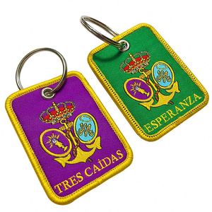 2025 New Arrivals <b>Customized</b> Metal Keychain Fabric Patch <b>Key</b> Ring With Woven Label Embroidery Cartoon Keytags for Gift - Product Image 4