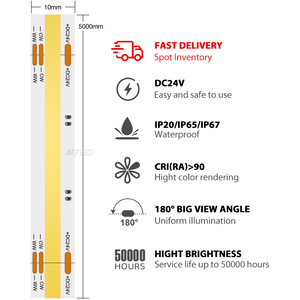 High Brightness 2700K-6500K COB <b>LED</b> <b>Strip</b> <b>Light</b> DC24V 8W/M IP20 Aluminum & Plastic /Wi-Fi CRI90 <b>Bedroom</b> Lighting - Product Image 4