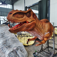 Tête de dinosaure animatronique grandeur nature en silicone et métal, robotique et mécanique, pour la décoration des centres commerciaux et l'utilisation publique