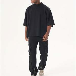 Custom <b>Tshirt</b> T-shirt <b>Cheap</b> 100% Short Sleeve Cotton Blank Round Neck Oversize Boxy t Shirt Men Plain Black T-shirt Wholesale - Product Image 6