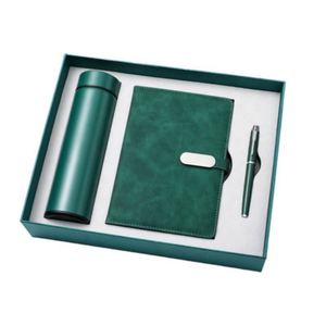 Set de Regalo de Cuaderno de Cuero PU Blanco al por Mayor, Personalizable, Diario de Lujo A5, Taza Térmica, Caja de Regalo con Cuaderno, Bolígrafo y Botella - Product Image 4