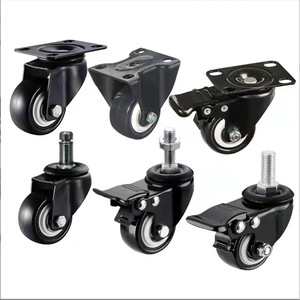 Furniture Caster 1.5" & 2" Rubber Swivel with Brake <b>Plate</b> Mount Industrial Precision Ball Bearing Durable for Display <b>Racks</b> - Product Image 1