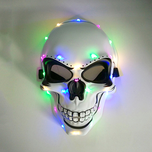 Horreur brillant LED crâne masque unisexe lumineux squelette tête masque <span class=keywords><strong>Halloween</strong></span> effrayant Cosplay accessoires clignotant déguisement masque fournitures - Product Image 3