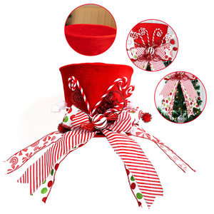Whimsical Árvore De Natal Chapéu Superior Decorações Chapéu Com Cana De Doces Fita Arco Dobrável Árvore De Natal Topper Chapéu Ornamento - Product Image 4