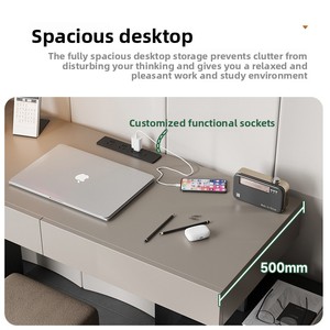 Scrivania Minimalista in Stile Italiano per Ufficio Domestico, Design Moderno di Lusso Leggero, Sensazione Premium, Legno Massello, Scrivania da Sera con Spazio di Archiviazione, Personalizzabile - Product Image 3
