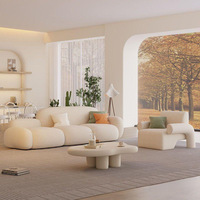 Ensemble de canapé modulaire en fausse fourrure d'agneau style crème, canapé 3 places et fauteuil pour petit appartement, salon, meubles de maison
