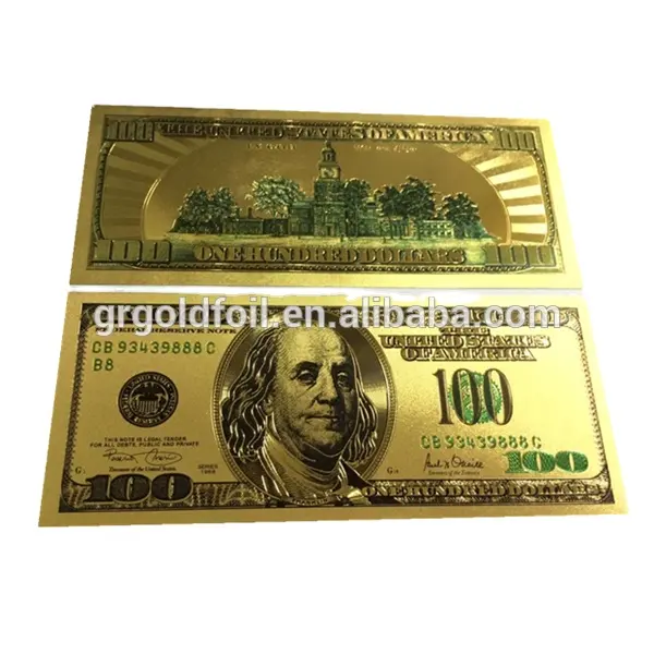 Oro artigianali in oro placcato regalo, banconota regalo di affari 24k oro 100 dollari di plastica valuta banconote,