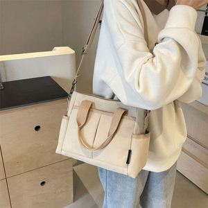 Design Custom Logo Hand-Held Crossbody <b>Tote</b> Portable Student Canvas Zipper Bag for Commuting and Casual Use Supermarket Friendly - Product Image 4