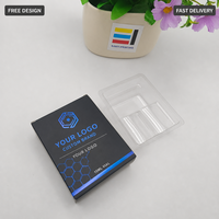 Marineblaue Maßgefertigte Flache Kunstpapier-Box mit Prägung für Peptid-Proben 1-10 Stück Packung Mit/Ohne Sichtfenster