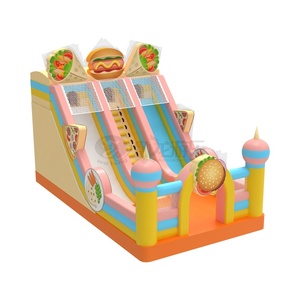 WOLONG Food Tobogán Inflable <span class=keywords><strong>de</strong></span> PVC Ecológico <span class=keywords><strong>de</strong></span> 3 Carriles con Certificación CE, <span class=keywords><strong>Castillo</strong></span> Hinchable <span class=keywords><strong>de</strong></span> Hamburguesas y Pizza, Tobogán Personalizable en Tamaño y Color - Product Image 2