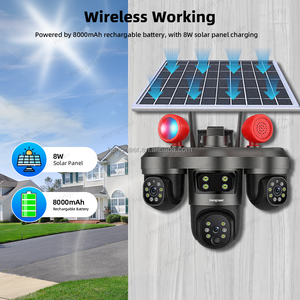 Hongnaer 12MP 3 عدسة 4G كاميرا مراقبة لاسلكية شمسية فيديو IP V380 Pro في الهواء الطلق واي فاي 4G بطاقة Sim الأمن ctv كاميرا شمسية - Product Image 4