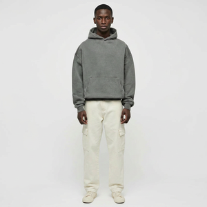 Custom Wholesale Cotton No <b>string</b> Heavyweight Street style Vintage Men Cropped Blank hoodies high quality - Product Image 1