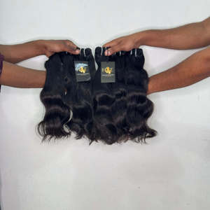 Paquetes de cabello humano 100% virgen indio natural, doblemente tramado, con ondas naturales, cabello rizado y ondulado de templo, venta al por mayor - Product Image 2