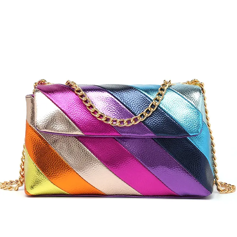 Berühmte Marke beliebte Crossbody-Geldbörse und Handtaschen Luxus Designer Damen Kunstleder Regenbogenfarben Schultereuhe Tasche für Damen