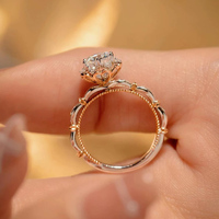 Bague en Moissanite avec Pierre Couleur D VVS1 pour Femme, en Argent Sterling 925, Bijou Élégant pour Fiançailles, Mariage, Cadeau d'Anniversaire