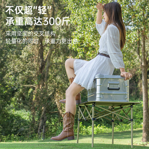 Portable <b>Folding</b> Outdoor <b>Table</b> Carbon Steel Rectangular 4 Seater Lightweight Camping Picnic Use - Product Image 2