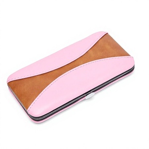 <b>Pink</b> Leather Manual Manicure Set with 9 Stainless Steel <b>Tools</b> CE Certified Class I for Nail Care and Grooming - Product Image 4