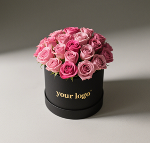 Caja de Regalo Cilíndrica para el Día de San Valentín con Asa, de Cartón Rígido, para Empaque de Flores, con Diseño en Dorado - Product Image 3