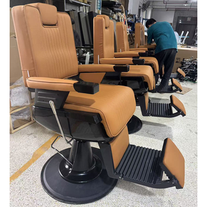 Fauteuil de coiffure inclinable haut de gamme entièrement noir avec pompe hydraulique et rotation, chaise de rasage moderne pour salon de barbier - Product Image 3