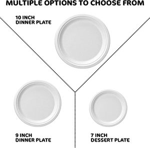 Assiette jetable ronde en fibre de bagasse de 10 pouces avec compartiments, vaisselle en pulpe pour mariage et fête, vente en gros - Product Image 5