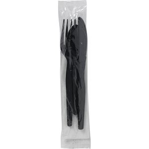Cubiertos Biodegradables 100% Compostables, Juego de Cubiertos Desechables Negros de 170 mm, Juego de Tenedor, Cuchillo y Cuchara - Product Image 1