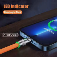 3 en 1 120W Cable de carga súper rápida de Metal 6a Línea de datos de carga rápida Usb Cable de carga rápida de silicona Cable de datos de teléfono para móvil