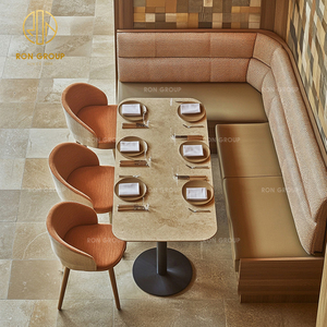 Ensemble de meubles de café et de restaurant moderne, table et chaise <span class=keywords><strong>en</strong></span> pierre frittée carrée, canapé, banquette - Product Image 5