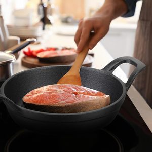 Mini Padella in Ghisa, Piccole Piastre in Ghisa con Base in Legno, Piccola Padella Rotonda, Piatto per <span class=keywords><strong>Fajitas</strong></span>, Pentola per Cottura - Product Image 6