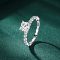 Cincin Moissanite Persegi 1CT Fashion, Cincin Pertunangan Perak Sterling 925 untuk Wanita, Hadiah dengan Sertifikasi GRA, Perhiasan Custom