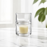 Support de bougie en verre transparent personnalisé avec logo, mini, court, rond, à base épaisse, pour bougies chauffe-plat, vente en gros pour la décoration de table à la maison