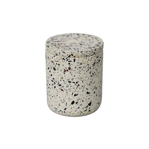 Pot à bougie en béton de pierre naturelle Terrazzo blanc avec couvercle pour la fabrication de bougies en cire de soja - Product Image 2