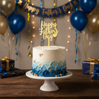 Décorations de gâteau en acrylique doré réutilisables et écologiques pour la fête des pères 'Super Dad'