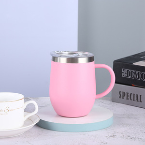 12 oz Stainless Steel <strong>Wine</strong> <strong>Tumbler</strong> with Handle Coffee Cup with Lid - Product Image 1