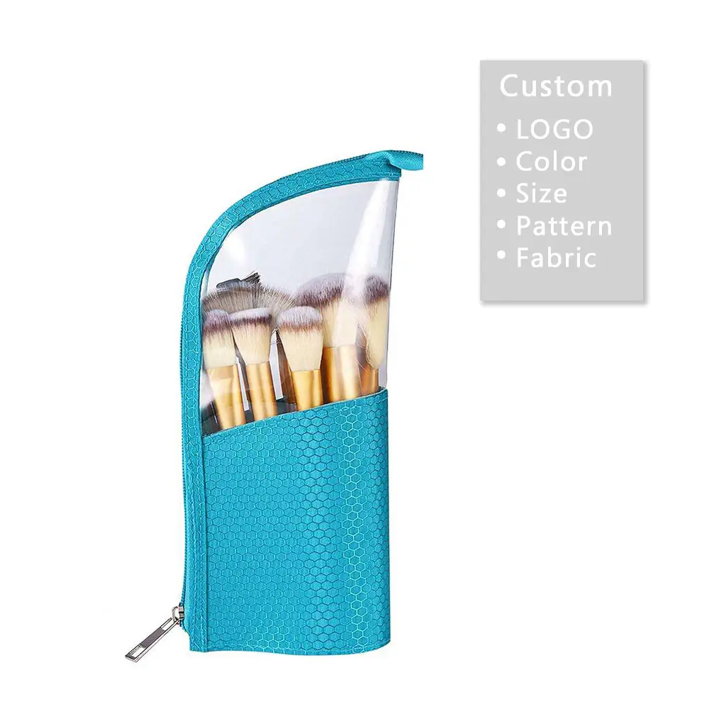 Custom Cosmetic Bag Makeup Brush Cup Holder Pochette Organiser Neceser Maquillaje Profesional Transparent Travel Toiletry Bag