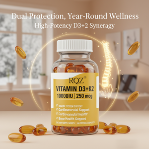 Capsule di Vitamina <span class=keywords><strong>D3</strong></span>+K2 10000UI+250mcg - OEM ODM Etichetta Privata - Supporto per la Salute del Sistema Immunitario, delle Ossa e del Cuore - Product Image 2
