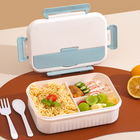 Boîte à lunch Bento en plastique à 3 compartiments sans BPA pour enfants Récipient réutilisable pour la préparation de repas au micro-ondes pour la préparation de repas au bureau de l'école personnalisée