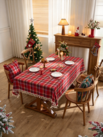Nappe de Noël rayée en polyester tissé teint en fil, rectangulaire, lavable, réutilisable, anti-poussière, pour la maison, les fêtes et les banquets