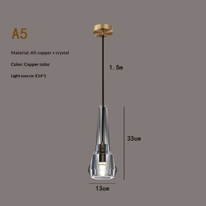 Lustre en cristal tout cuivre, hauteur réglable, éclairage LED, chambre à coucher, chevet, usage commercial, <span class=keywords><strong>B</strong></span>&<span class=keywords><strong>B</strong></span>, restaurants, modèle design - Product Image 6
