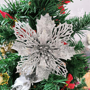 Fabricant de décorations d'arbre de Noël bien faites Fleurs de Noël artificielles dorées - Product Image 4