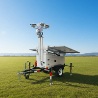 Système solaire extérieur, caméra de sécurité mobile CCTV, remorque avec mât télescopique pour les parkings