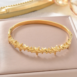 Bulk 18k gold plated delicate carved sequential star luminous anti rust smooth polished wearable fashion <b>bangle</b> <b>bracelet</b> - Product Image 5