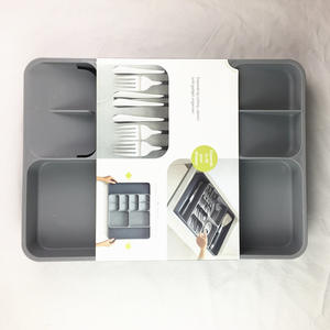 拡張可能なプラスチックカトラリー食器トレイホルダーオーガナイザー用キッチン収納引き出し - Product Image 6