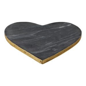 Vassoio decorativo in marmo a forma di cuore con bordo nero e oro per decorazioni per la casa, centrotavola, complemento per il tavolino da caffè - Product Image 1