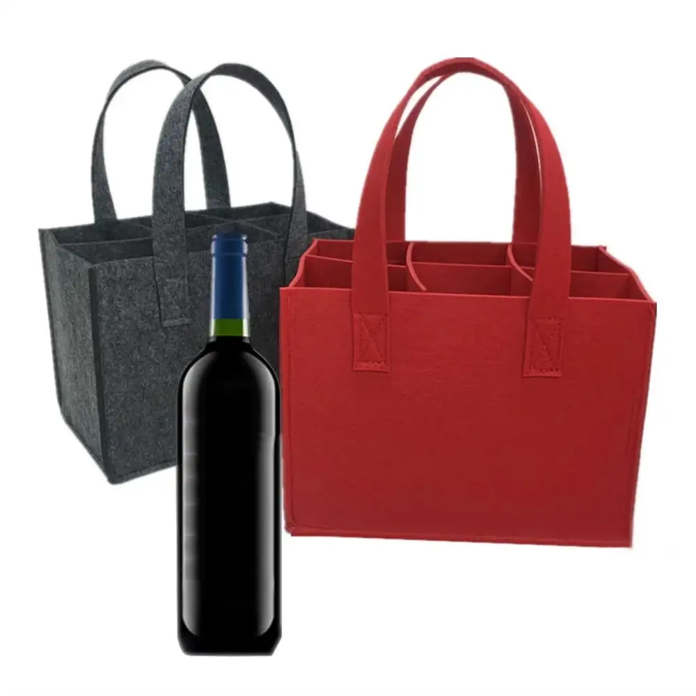 6 Flaschen Weint räger mit Teiler Filz Aufbewahrung tasche Tragbare Wein geschenkt üte Rotwein Aufbewahrung sbox mit Griff