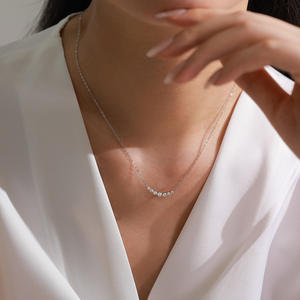 S925 Sterling Silver Single Diamond Smile Line <b>Necklace</b> and Earrings for Women - <b>A</b> Luxurious and Elegant Set - Product Image 4