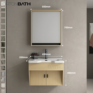ORTONBATH <strong>ADA</strong> Compliant <strong>Modern</strong> Wall-Mount <strong>Bathroom</strong> <strong>Vanity</strong> Floating Two Doors Elderly Handicap Disabled MDF Carcase Ceramics Sink - Product Image 2