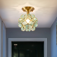 Lámparas de Techo Modernas LED con Marco de Cobre y Pétalos de Cristal con Diseño de Flores de Cerezo Coloridas para Sala de Estar y Comedor