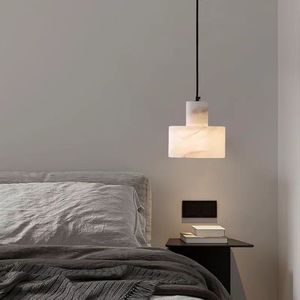 Luminaire suspendu ovale en albâtre de style moderne nordique pour hôtel, chambre à coucher, salle à manger, villa, restaurant - Product Image 2
