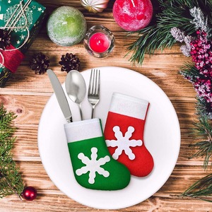 Christmas <strong>Socks</strong> Decoration Snowflake Tableware Holders Mini Christmas Stockings Knife Spoon Fork Bag for <strong>Xmas</strong> - Product Image 2